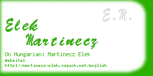 elek martinecz business card